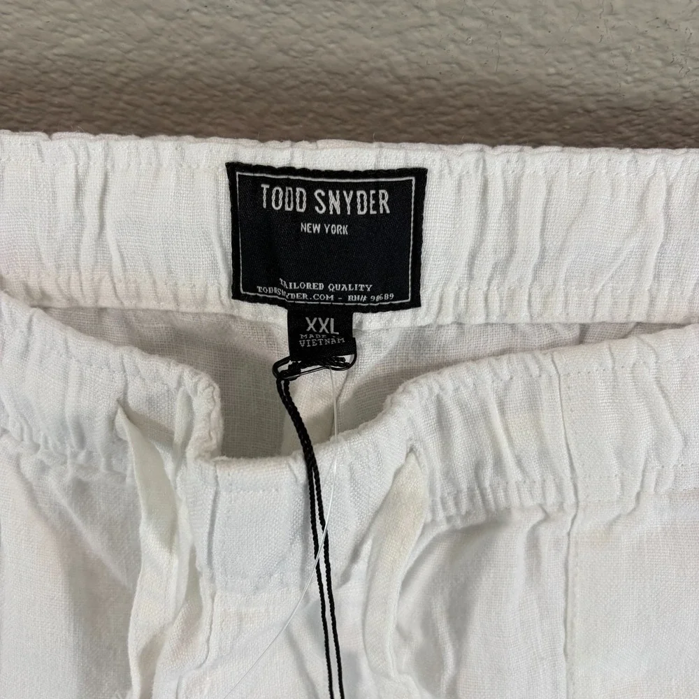 TODD SNYDER Straight Fit 100% Linen Beach Pants in White Men 2XL Drawcord NWT